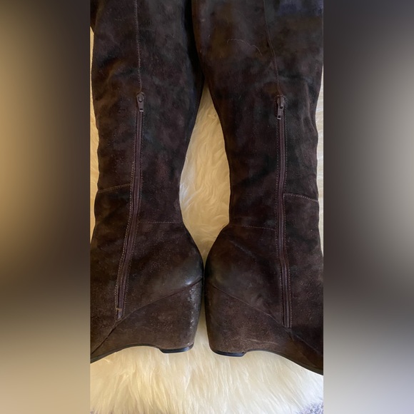 FRANCO SARTO Suede Tall Wedge Boots - Picture 7 of 10